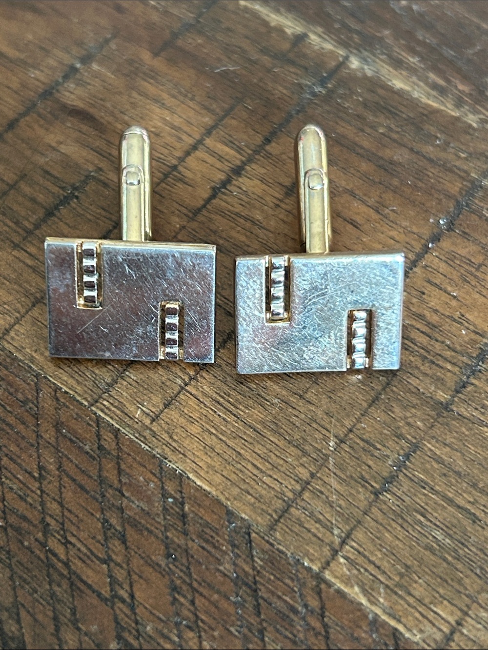 Vintage 60s SWANK Gold Rectangular Cufflinks